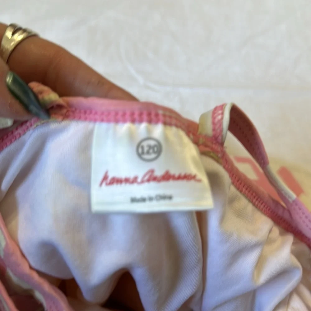 Hanna Andersson Pink and White swimsuit  size 6-7